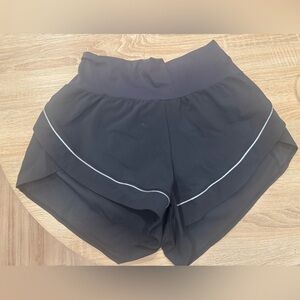 No. 6 Black Athletic Shorts with White Trim